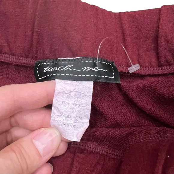 Touch Me Burgundy Ruffle Sides Joggers M - Picture 3 of 3